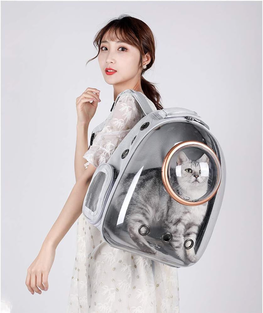 pet products Pet Space Capsule Backpack, Small Medium Cat Puppy Dog Carrier, Transparent Breathable Heat Proof, Pet Carrier for Travel Hiking Walking Camping, Grey 5