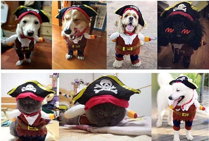 pet products New Funny Pet Clothes Pirate Dog Cat Costume Suit Corsair Dressing up Party Apparel Clothing for Cat Dog Plus Hat 4