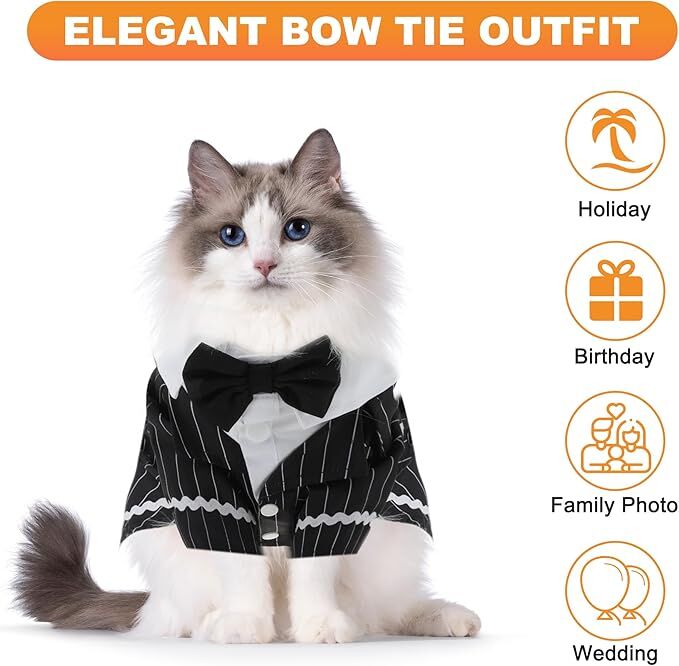pet products Dog Cat Tuxedo Suit with Bow Tie 5