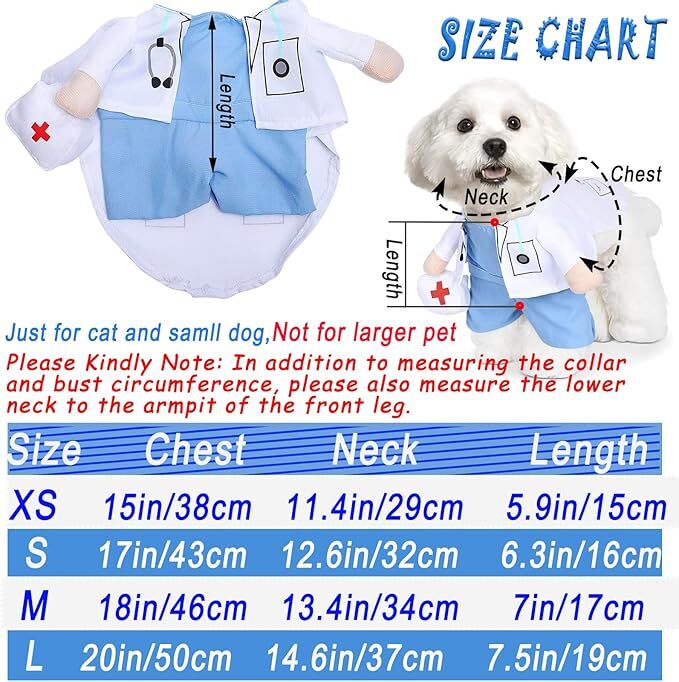 pet products Funny Small Dog Doctor Coat Onesie - Cat & Puppy Halloween Costume - Doctor Uniform Apparel 4