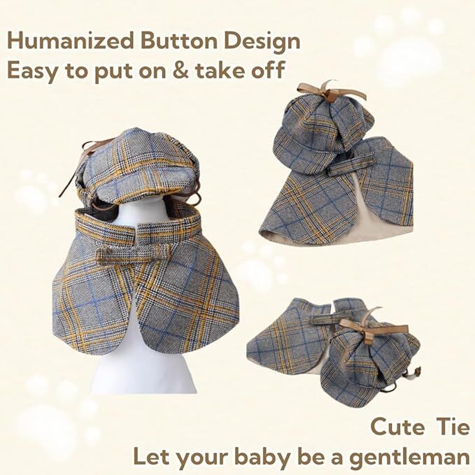 Pet products Dog Costume-Cute Detective Pet Clothes Set Halloween Cosplay Party Outfit Winter Fashion Cape Cloak Hat for Small Medium Dog & Cat Kitten 5