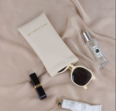 Christmas gift Premium Leather Eyeglass Case with Spring Closure - Multiple Color Options - Refined Craftsmanship（Rosy Pink） 5