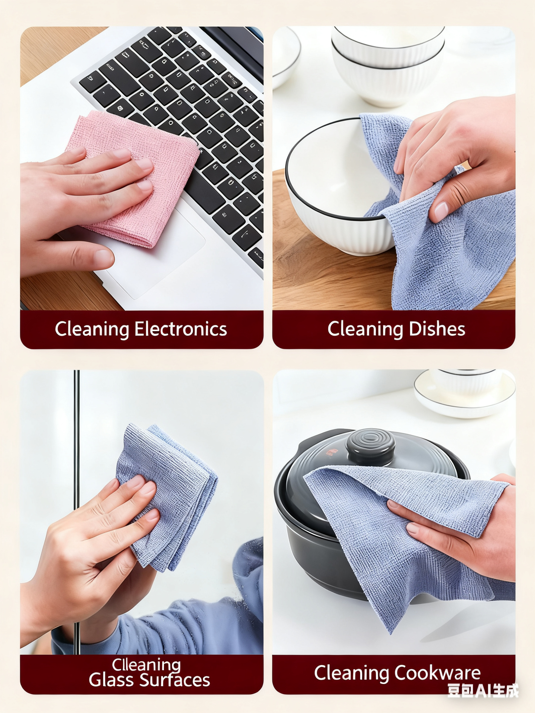 Christmas gift 50-Piece 25x25cm Polycotton Cleaning Cloth Roll, Reusable Dual-Use Dish & Surface Wipes for Home & Kitchen（grey） 4