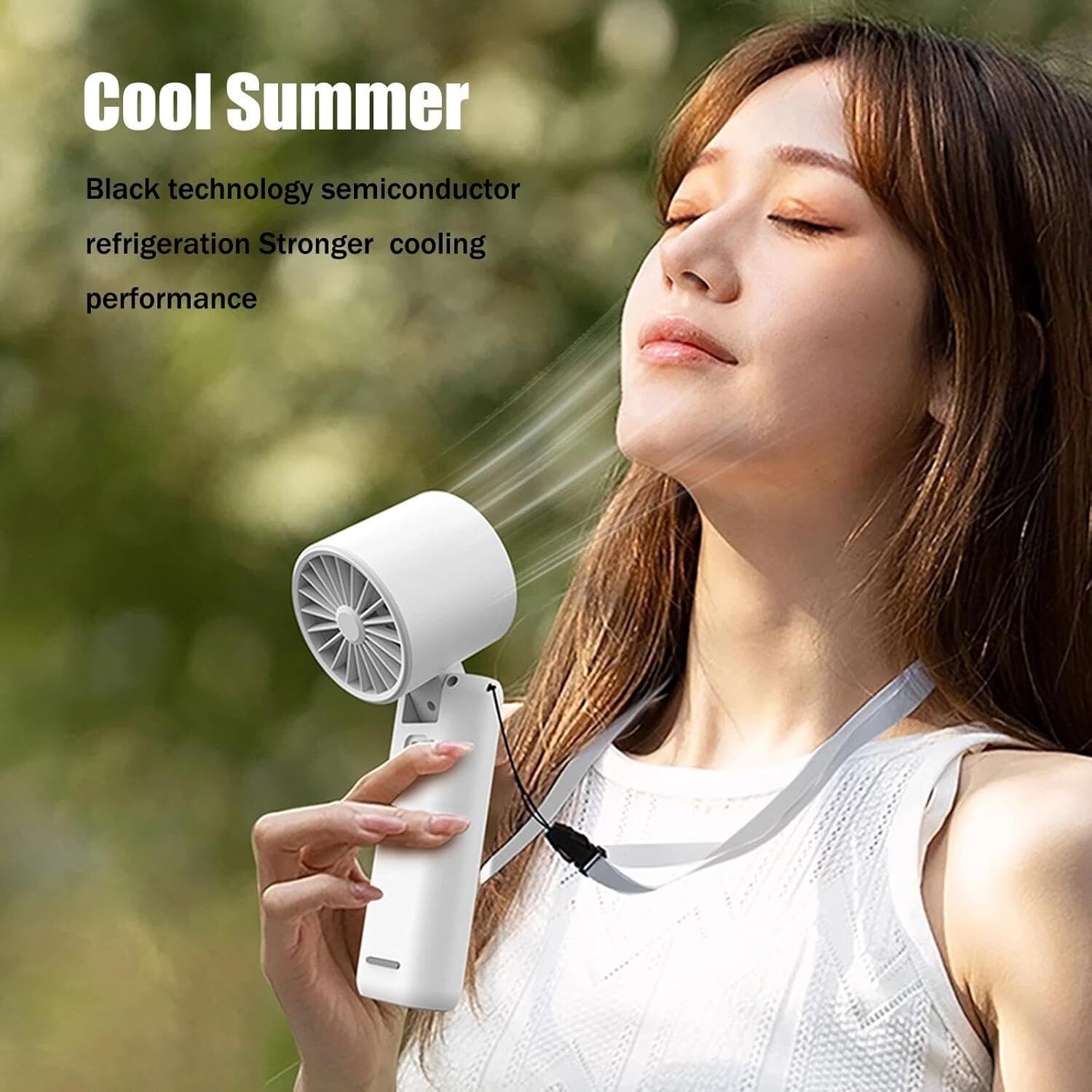 Portable Handheld Turbo Fan with Cooling Tech, Digital Display, 100-Speed Control, Rechargeable 4-in-1 Personal Fan for Travel, Outdoor, Office (White) 7