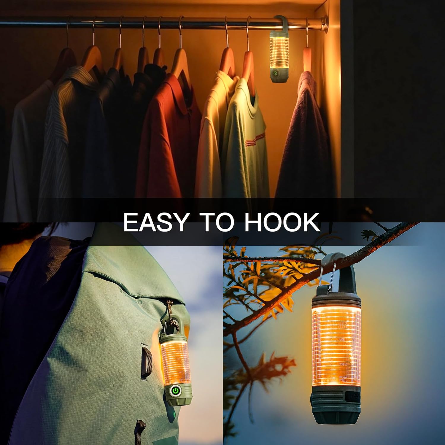 Rechargeable LED Camping Lantern Flashlight: 6 Modes, USB-C, Portable for Hiking, Emergency, Night Walking & Outdoor Adventures（green） 3