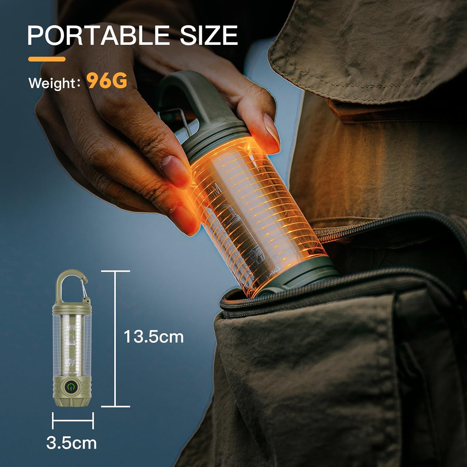 Rechargeable LED Camping Lantern Flashlight: 6 Modes, USB-C, Portable for Hiking, Emergency, Night Walking & Outdoor Adventures（green） 6