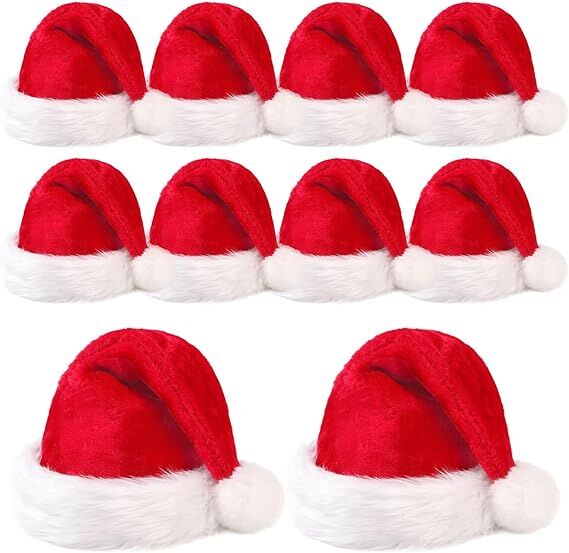 3Pack Christmas Santa Hats for Adults - Extra Thicken Velvet Santa Claus Hats for Women Men Fluffy Plush Xmas Hats Christmas Party Supplies New Year's Eve Party Hats for Adults Teenagers 8