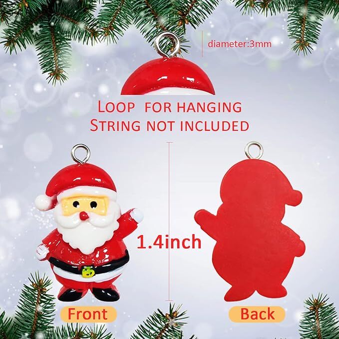 60pcs Mini Christmas Ornaments for Mini Tree Decorations Small Christmas Ornaments Resin Miniatures for Craft Christmas Decor 8