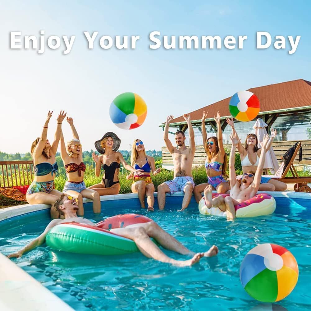 12'' Beach Ball for Kids: 14 Pack Beach Balls Bulk Inflatable Pool - Beach Balls Bulk Hawaiian Tropical Theme Christmas Party Decorations Favors Supplies 5