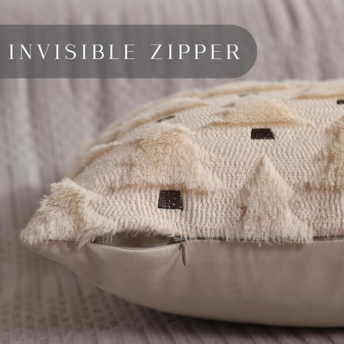 Christmas Pillow Covers 18x18 inch Set of 2 Black Christmas Decorations Soft Plush Faux Fur Wool Xmas Tree Throw Pillow Cases Winter Holiday Decor for Sofa Living Room 5