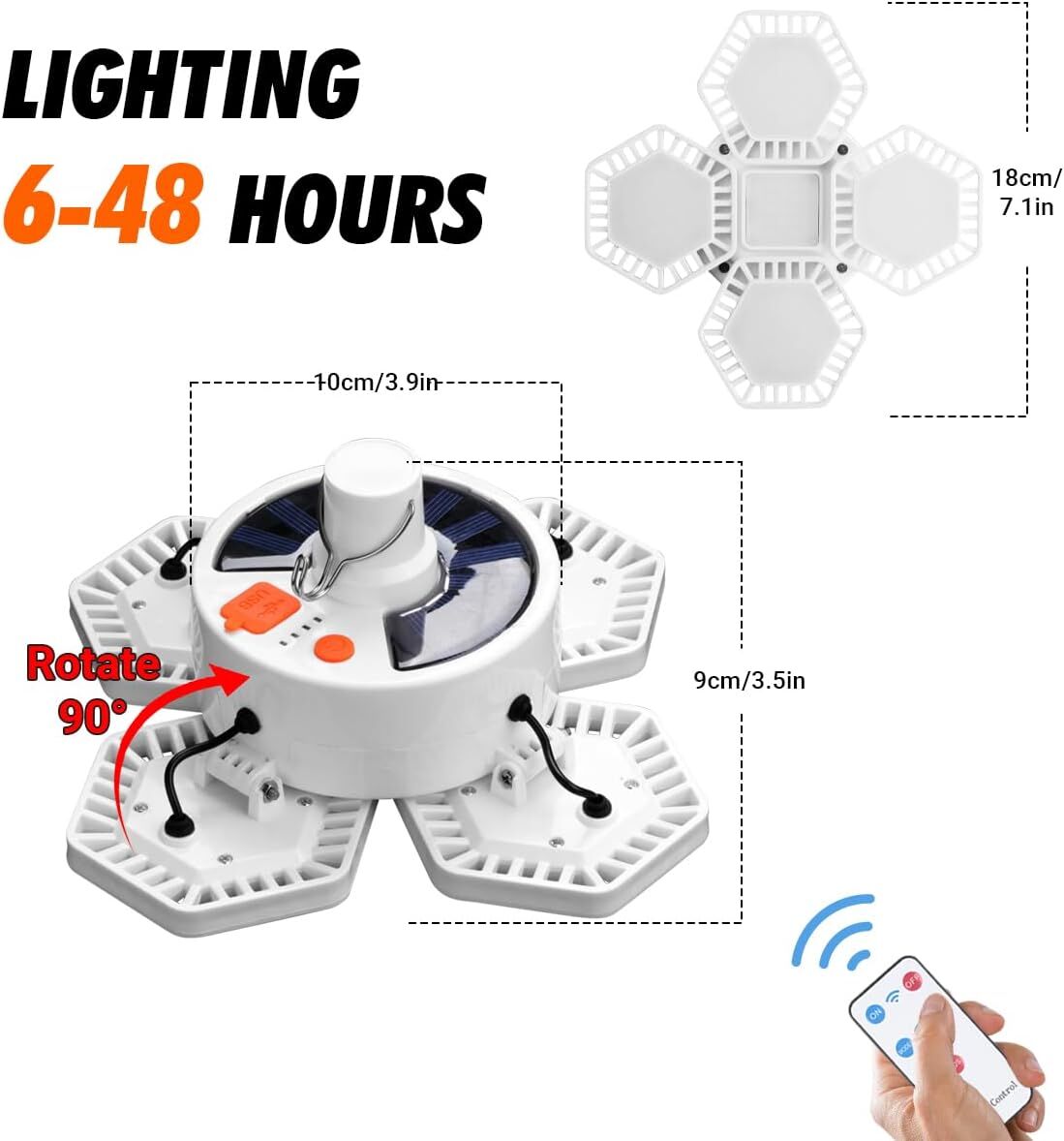 Solar Camping Lantern with Remote Control: 169 LED Folding USB Rechargeable Light for Camping, Emergencies & Outdoors 9