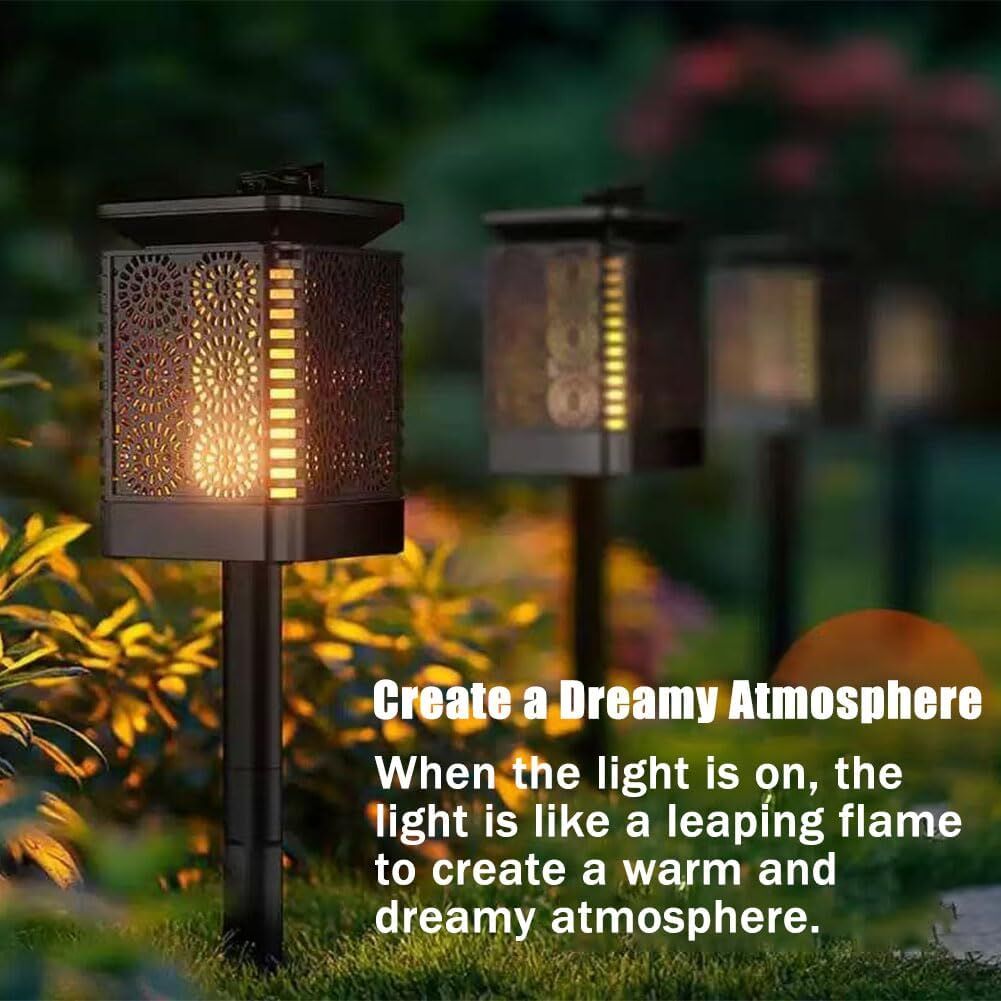 4-Pack Solar Garden Stake Light with Floral Pattern: 12 LED Outdoor Decorative Light with Multiple Mounting Options 4