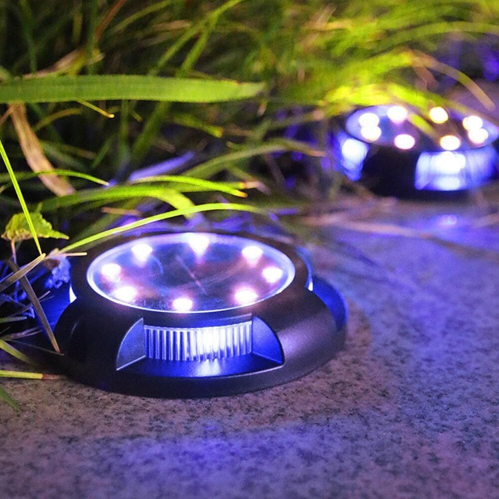 4-Pack Solar Ground Lights: 8-LED Outdoor Garden Pathway Lights with IP65 Waterproof for Lawn, Patio & Landscape 3