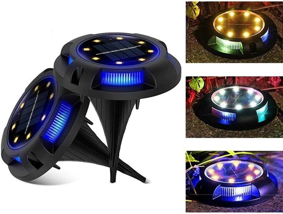 4-Pack Solar Ground Lights: 8-LED Outdoor Garden Pathway Lights with IP65 Waterproof for Lawn, Patio & Landscape 6