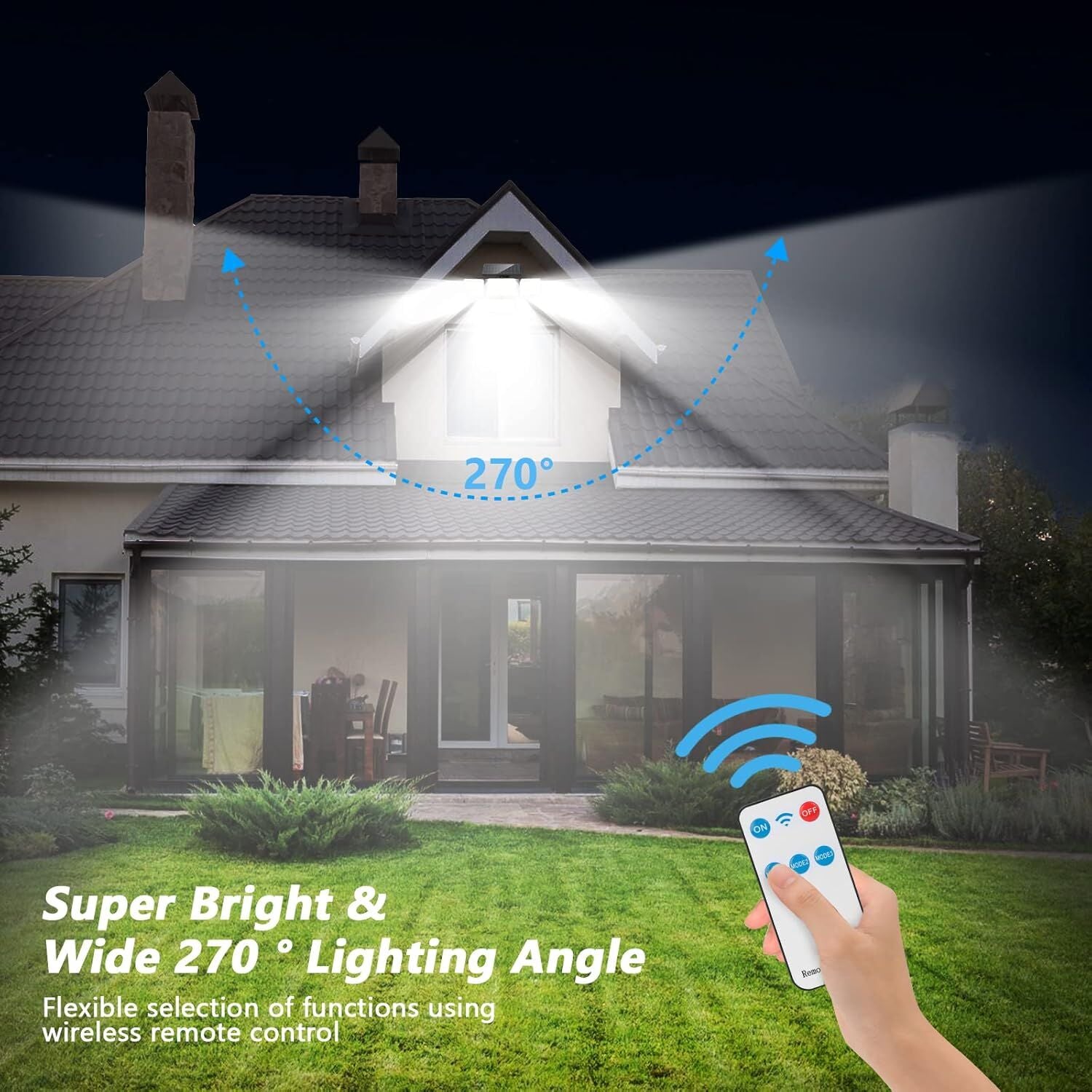 Solar Motion Sensor Outdoor Lights (2-Pack) with 288 LEDs & 2800LM: 270° Wide Angle, IP65 Waterproof, Remote-Controlled for Aussie Yards 3