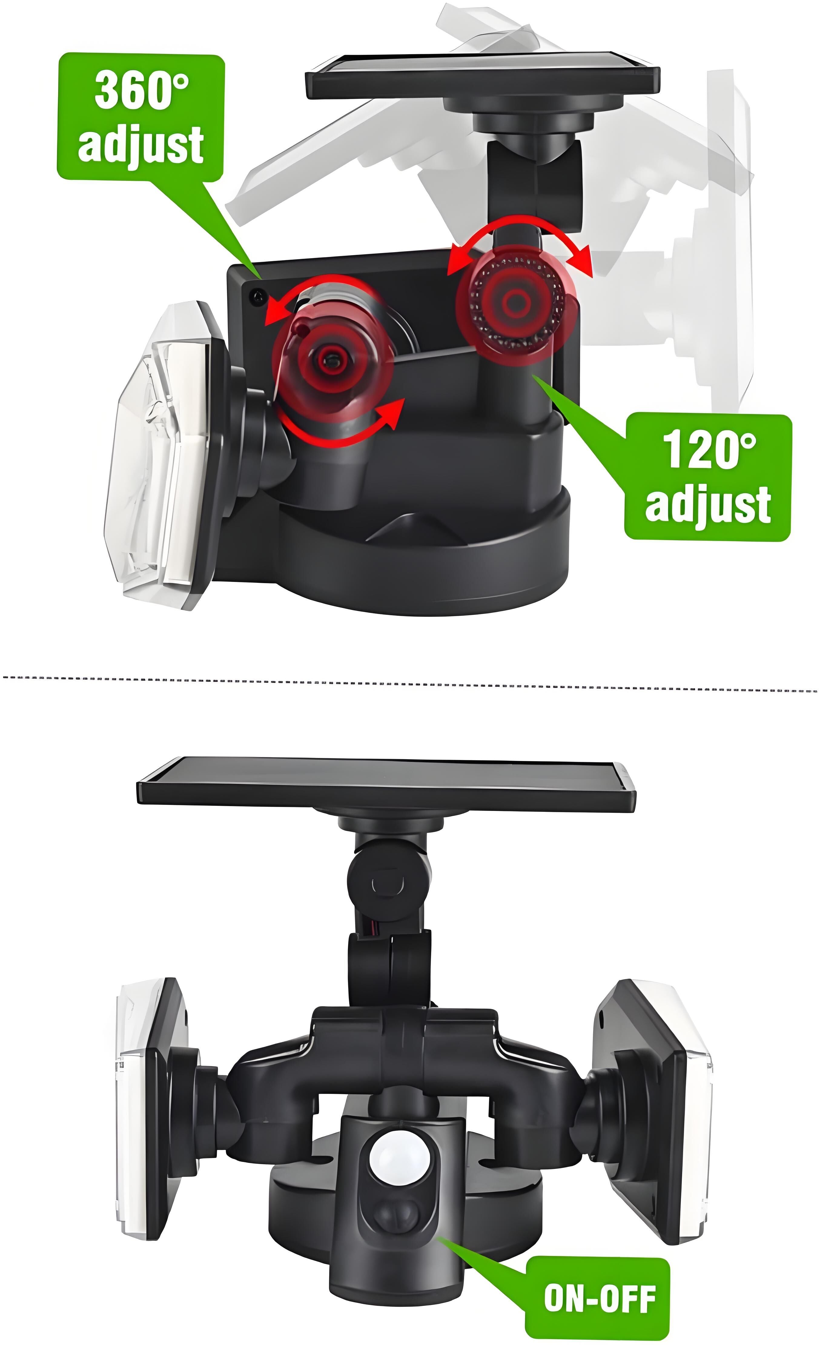 Solar Motion Sensor Wall Light: Double-Head Adjustable Cob LED Outdoor Light for Garden, Patio & Pathway 6