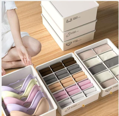 Underwear Panties Socks Box Close-fitting Clothing Storage Box Drawer Three-piece Cover with Compartment Household 7