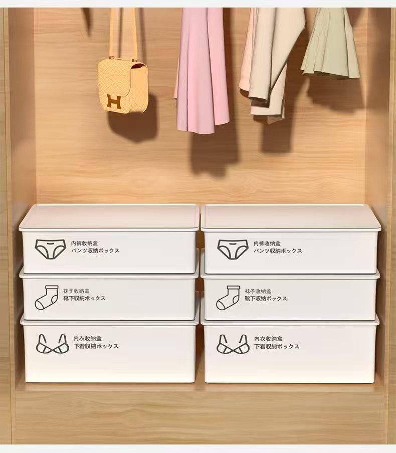 Underwear Panties Socks Box Close-fitting Clothing Storage Box Drawer Three-piece Cover with Compartment Household 3