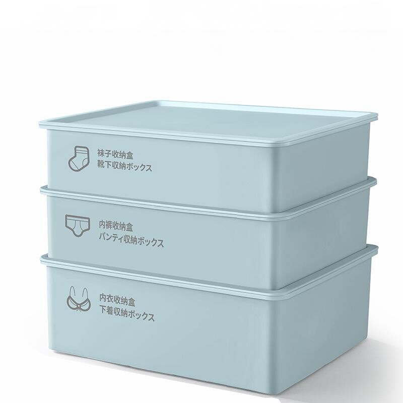 Underwear Panties Socks Box Close-fitting Clothing Storage Box Drawer Three-piece Cover with Compartment Household 9