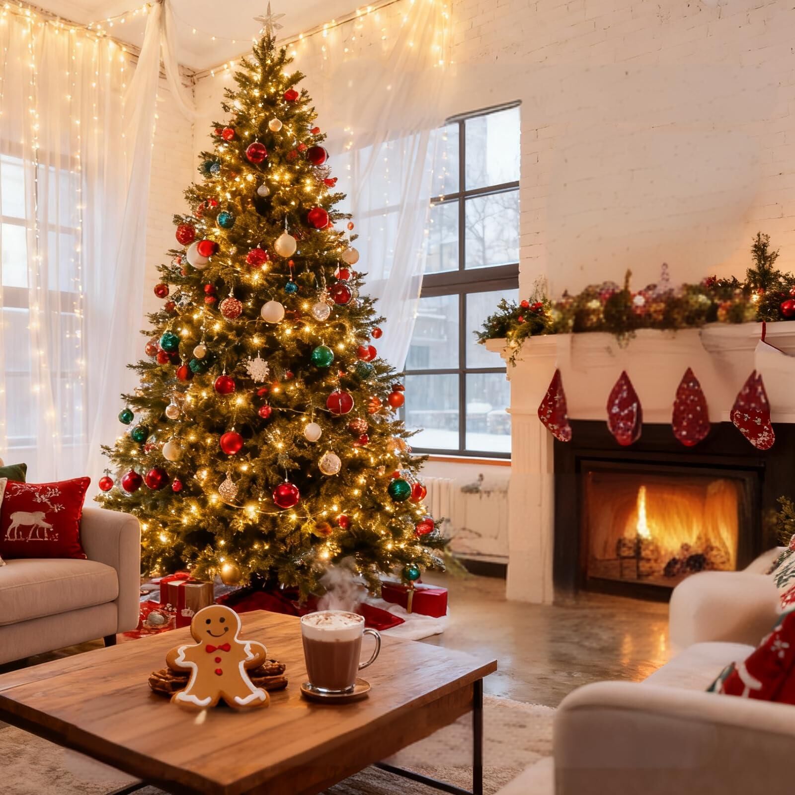 300 LED Warm White Fairy String Lights, 9m Black Wire, Battery-Operated, IP44 Waterproof, Timer Function for Christmas Bedroom Wreath Decor (Batteries Not Included)