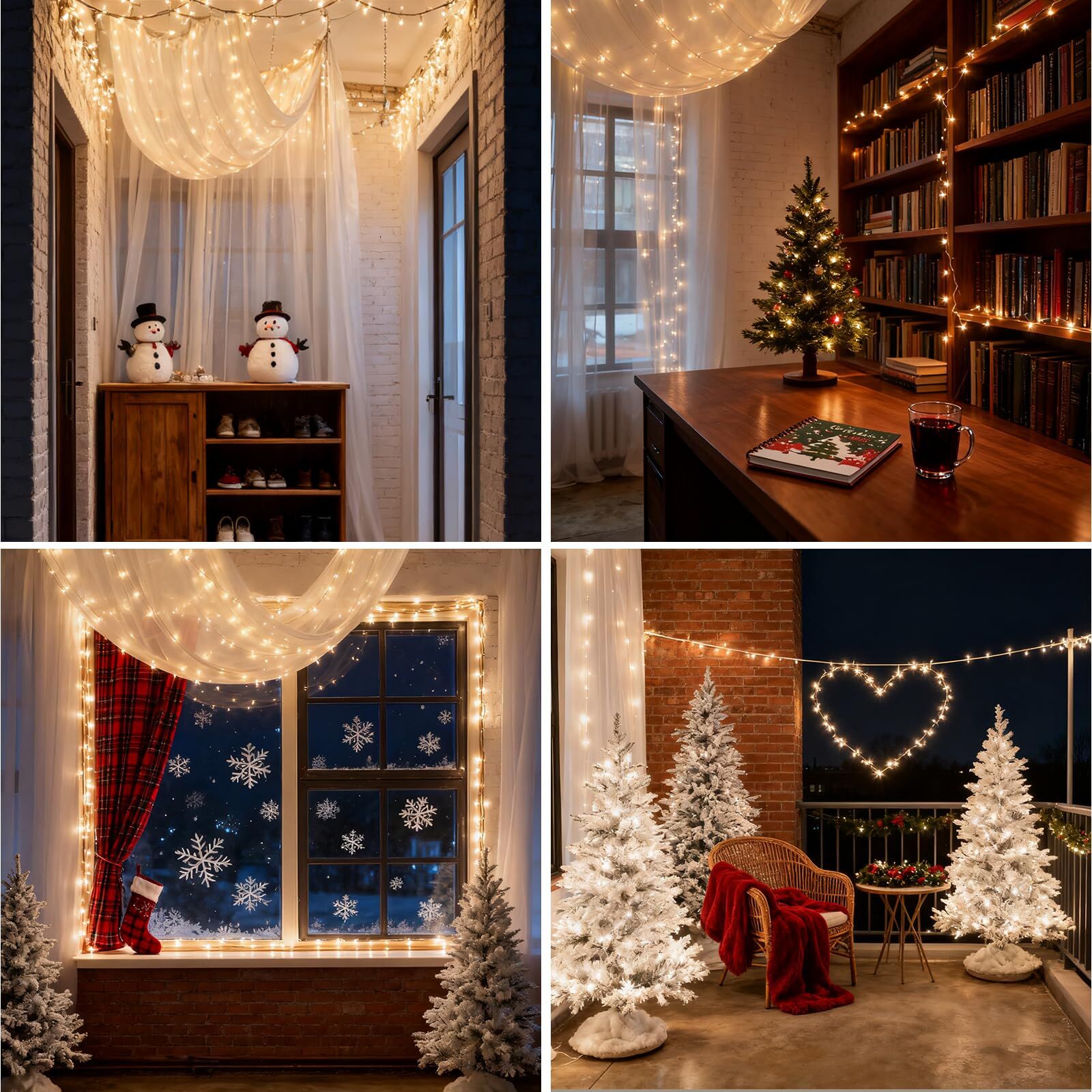 300 LED Warm White Fairy String Lights, 9m Black Wire, Battery-Operated, IP44 Waterproof, Timer Function for Christmas Bedroom Wreath Decor (Batteries Not Included) 7