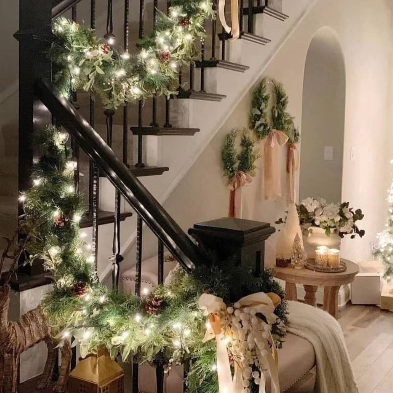 300 LED Cool White Fairy String Lights, 9m Green Wire, Battery-Operated, IP44 Waterproof with Timer for Christmas Decor (Batteries Not Included) 6