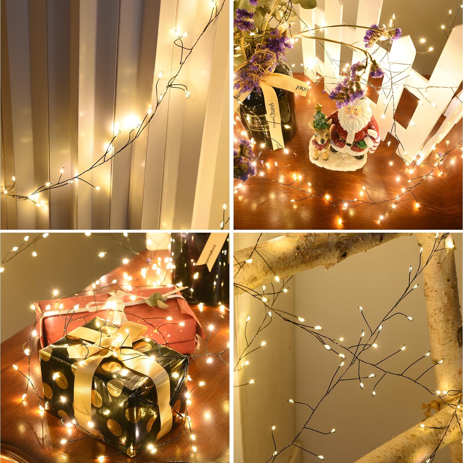 300 LED Warm White Fairy String Lights, 9m Green Wire, Battery-Operated, IP44 Waterproof with Timer for Christmas Decor (Batteries Not Included) 7