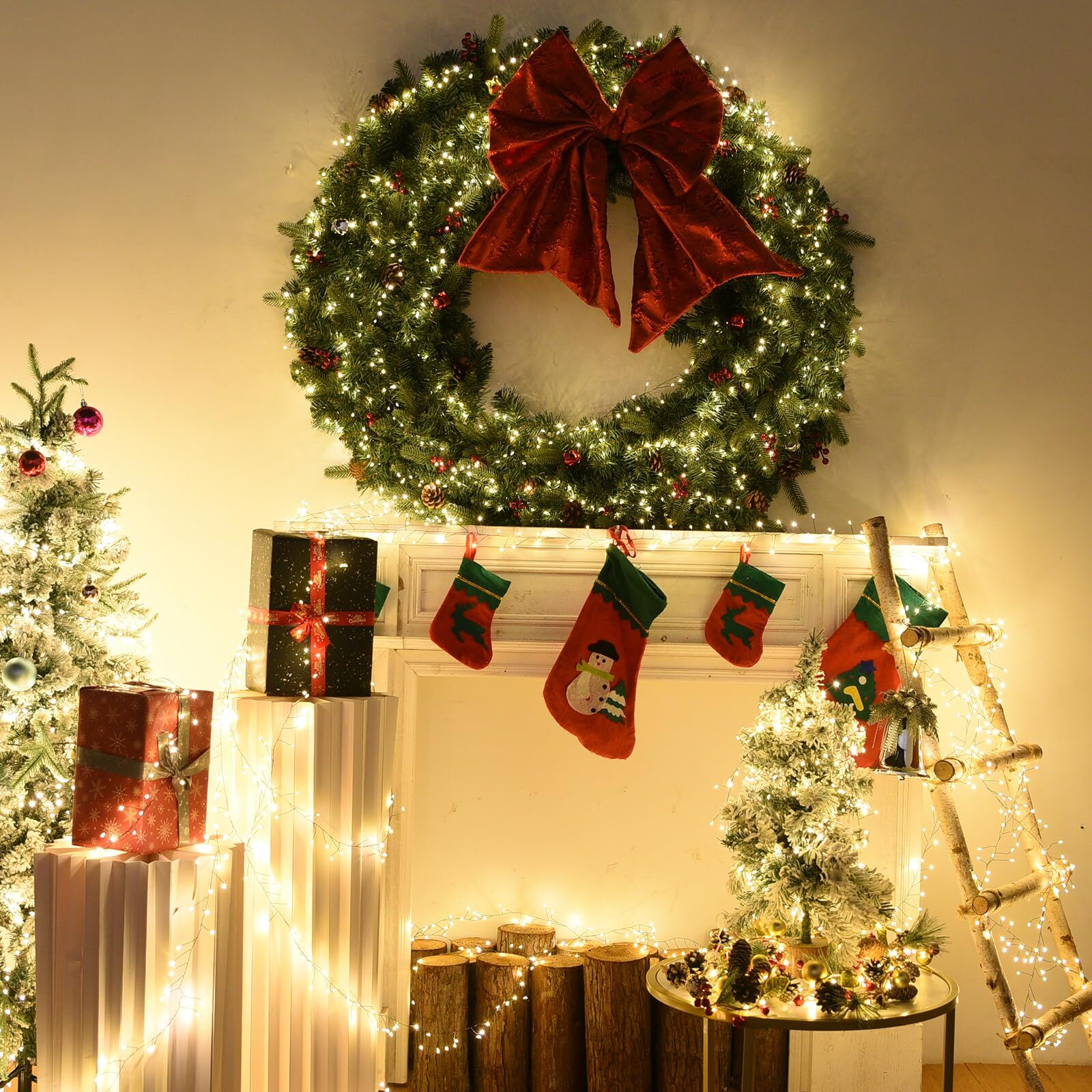 900 LED Warm White USB Fairy String Lights with Remote, 30m Green Wire, IP44 Waterproof 8-Mode Timer for Christmas Bedroom Wreath Decor 6