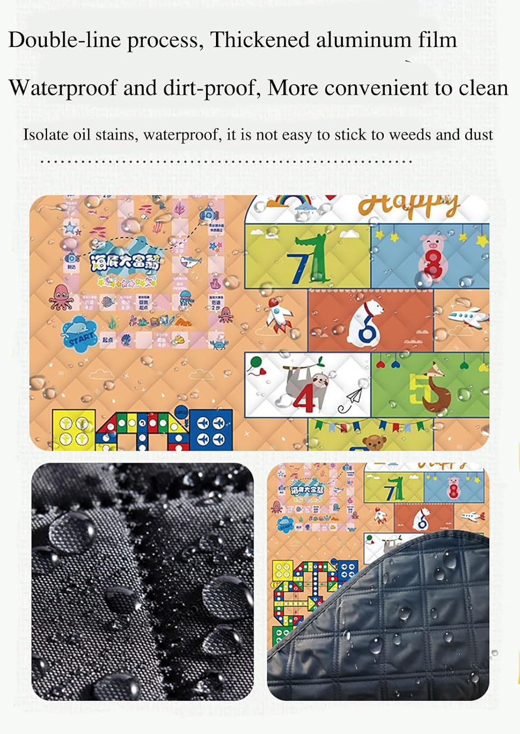 Waterproof Picnic Blanket with Flying Chess Game: 80''x80'' Extra Large, Foldable for Australian Camping, Beach & Family Gatherings 4