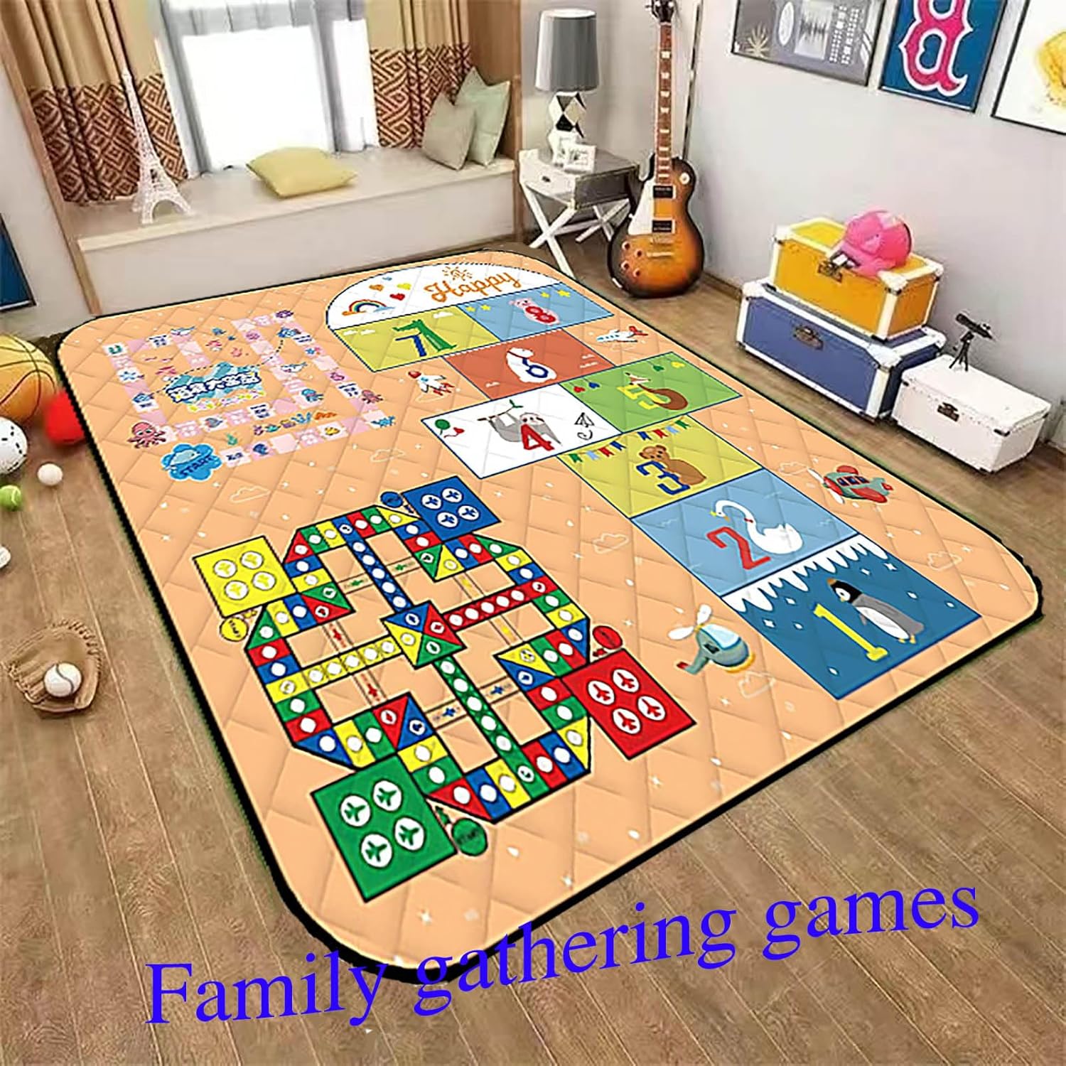 Waterproof Picnic Blanket with Flying Chess Game: 80''x80'' Extra Large, Foldable for Australian Camping, Beach & Family Gatherings 6