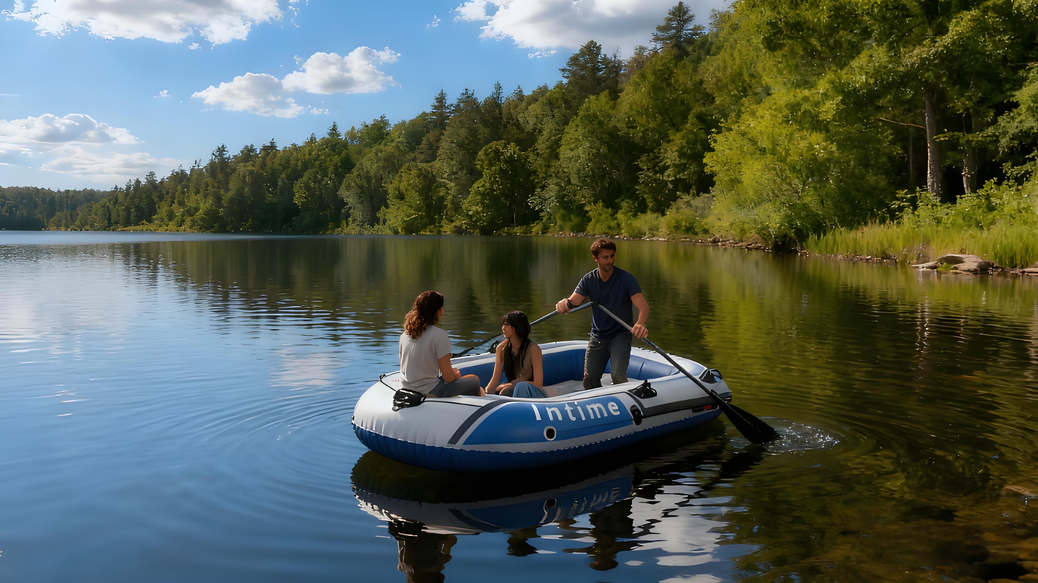 3-Person Inflatable Boat: Thick PVC Raft for Lakes/Pools – 238kg Capacity with Oars & Pump 3