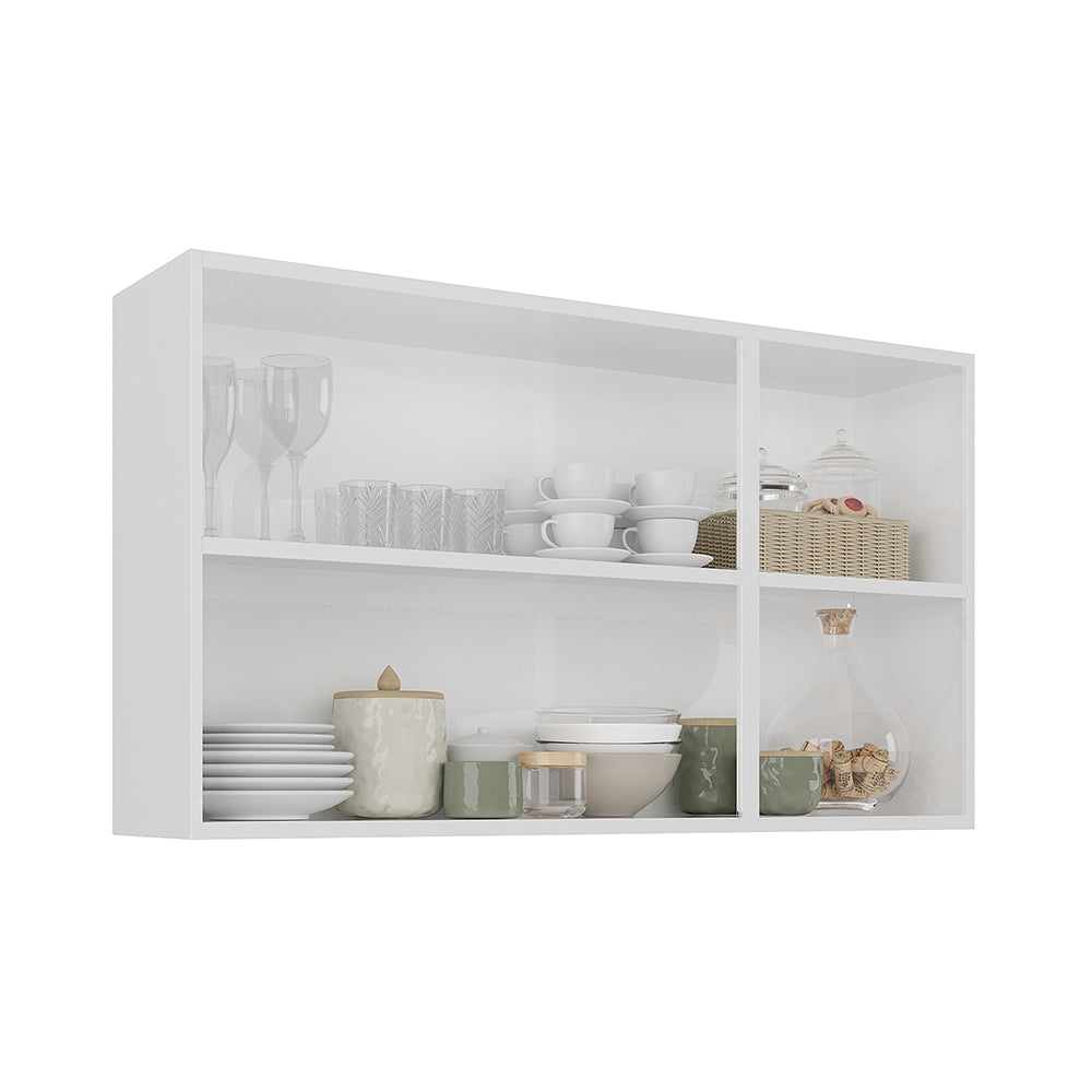 White Flat Pack DIY Steel Kitchen Wall Cabinet with 3 Doors + 2 Shelves - Renova 3