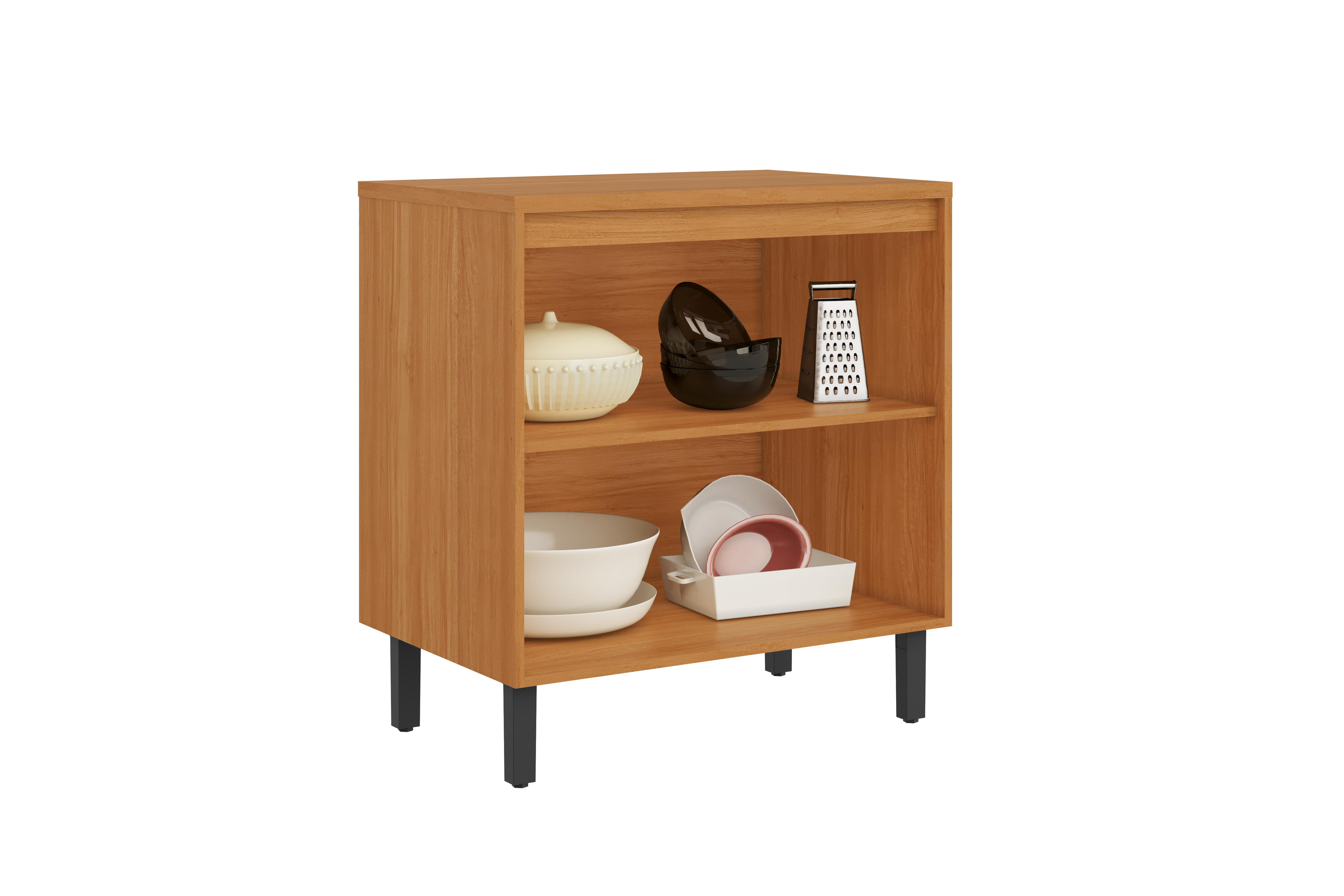 Base Kitchen Wooden Cabinet/Cupboard with 2 Doors in Cinnamon Finish - Napoles Graphite Flat Pack DIY 3