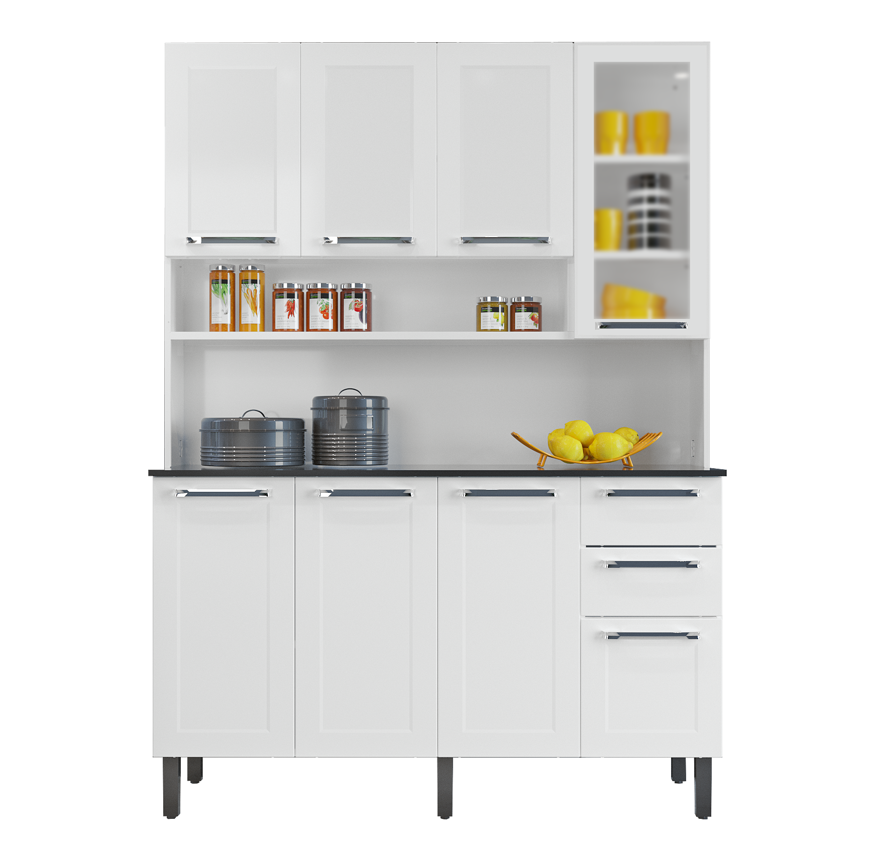 Free Standing White Flat Pack DIY Steel Kitchen Cupboard/Pantry with 8 Doors + 2 Drawers - Florenca 4