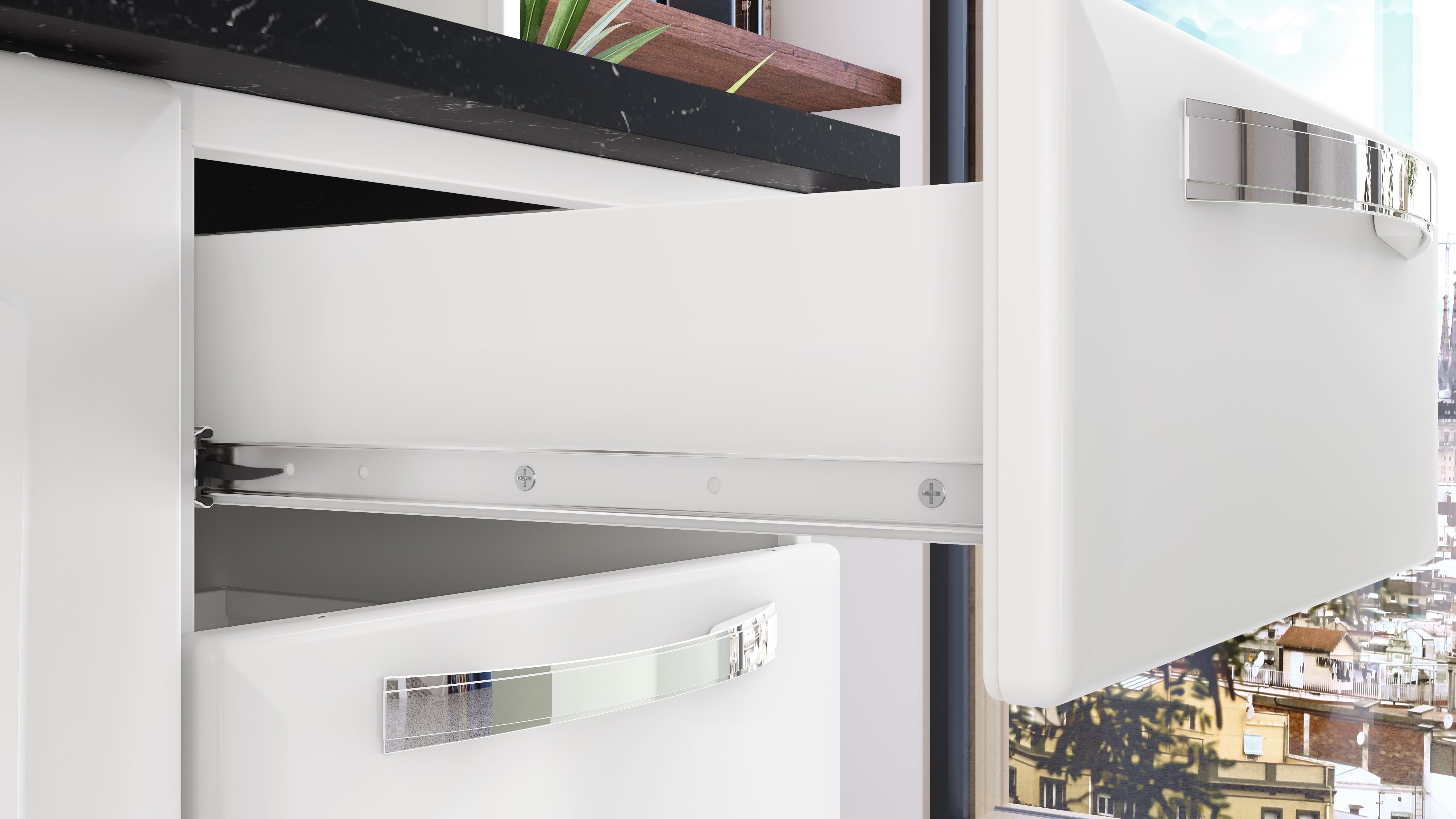 Free Standing Steel Kitchen Cabinet/Cupboard with Countertop Storage - Pratika White Flatpack DIY 3