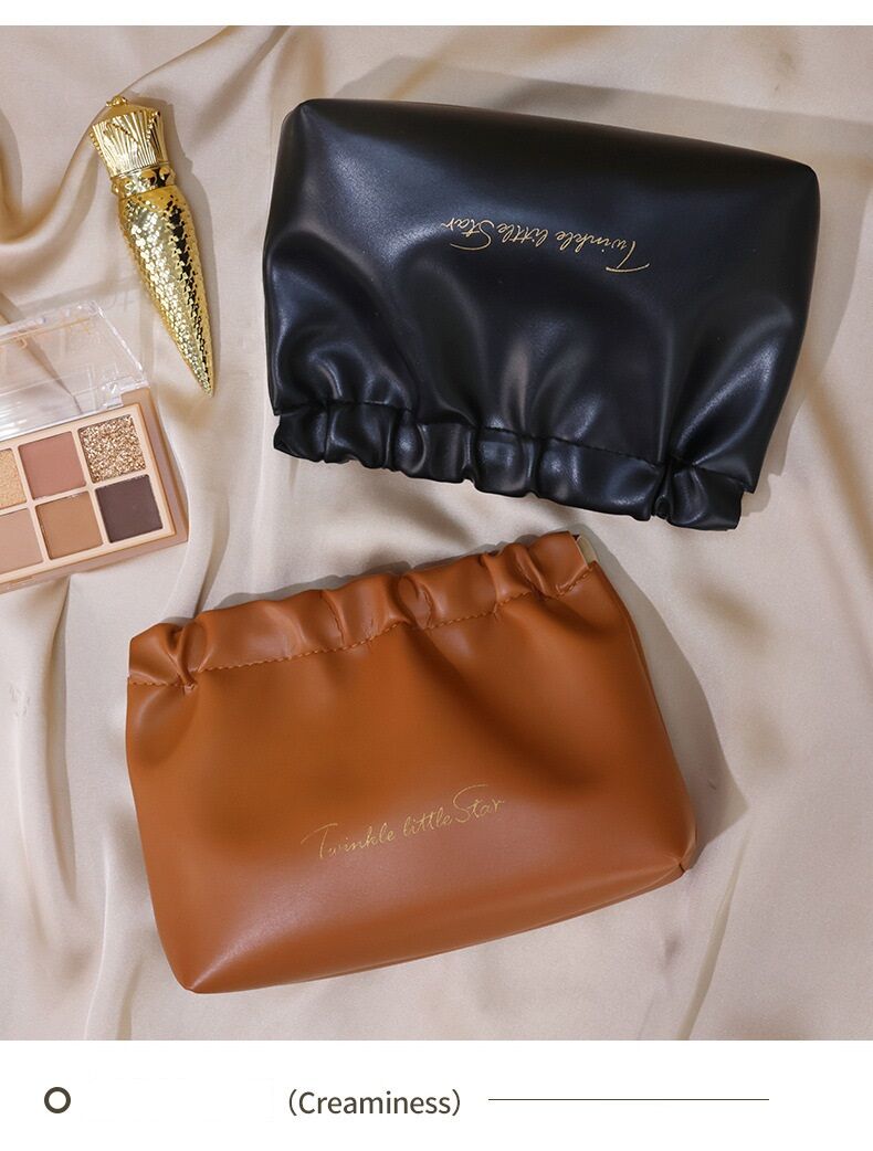 Leather Cosmetic Bag Set, Big & Small "Twinkle Little Star" Makeup Organizer for Travel & Daily Use(brown) 3