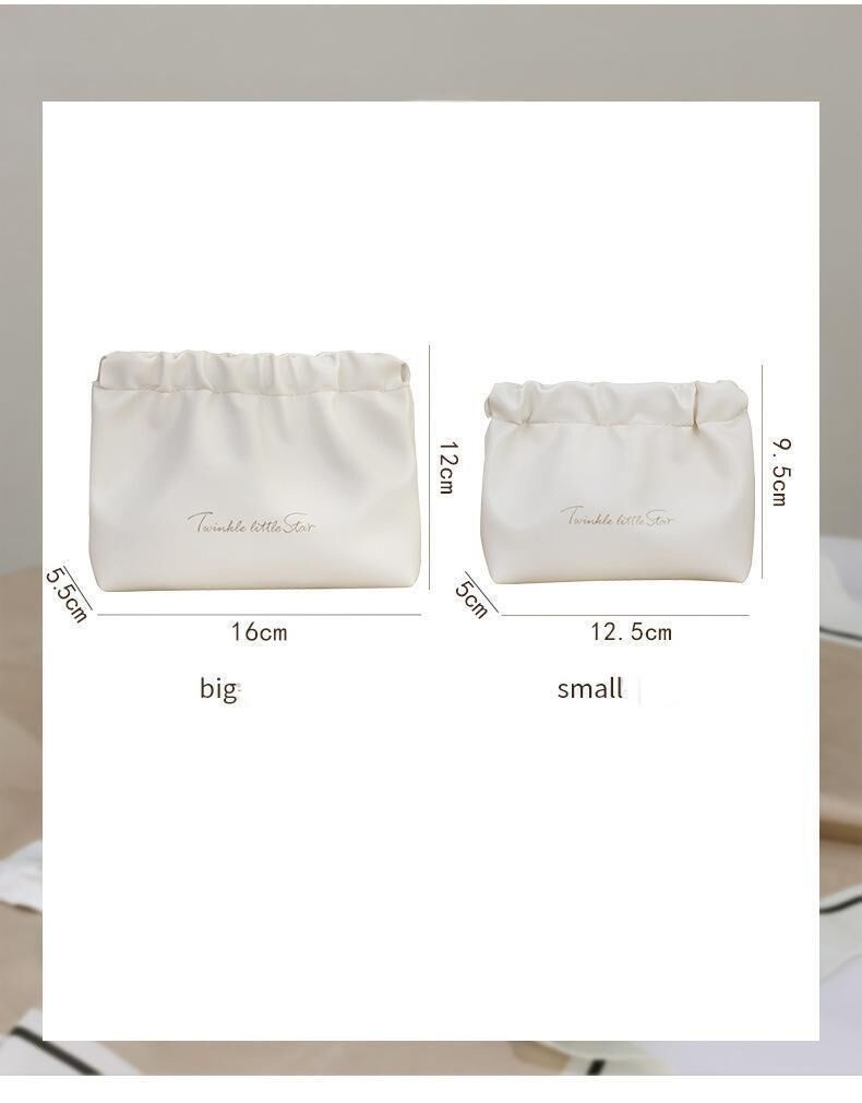 Leather Cosmetic Bag Set, Big & Small "Twinkle Little Star" Makeup Organizer for Travel & Daily Use(brown) 8