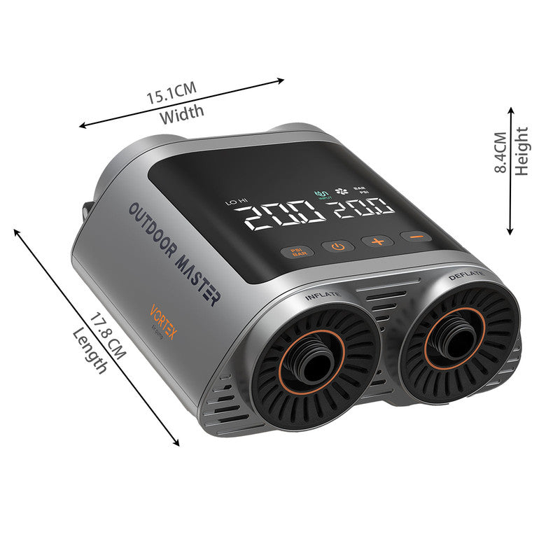 OutdoorMaster Vortex Paddle Board Pump Electric Portable, Max 20PSI SUP Air Pump Inflator & Deflator, 12V/15.8V DC Input, Auto Off & Cooling, 8 Nozzles Pump for Paddle Board, Inflatables - No Battery 8