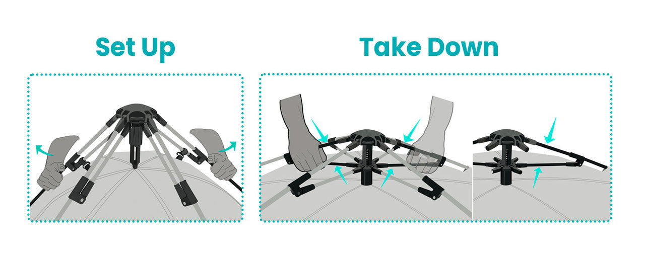 OutdoorMaster Pop Up 3-4 Person Beach Tent X-Large - Easy Setup, Portable Beach Shade Canopy Folding Sun Shelter with UPF 50+ UV Protection Removable Skylight Family Size (Orange) 9