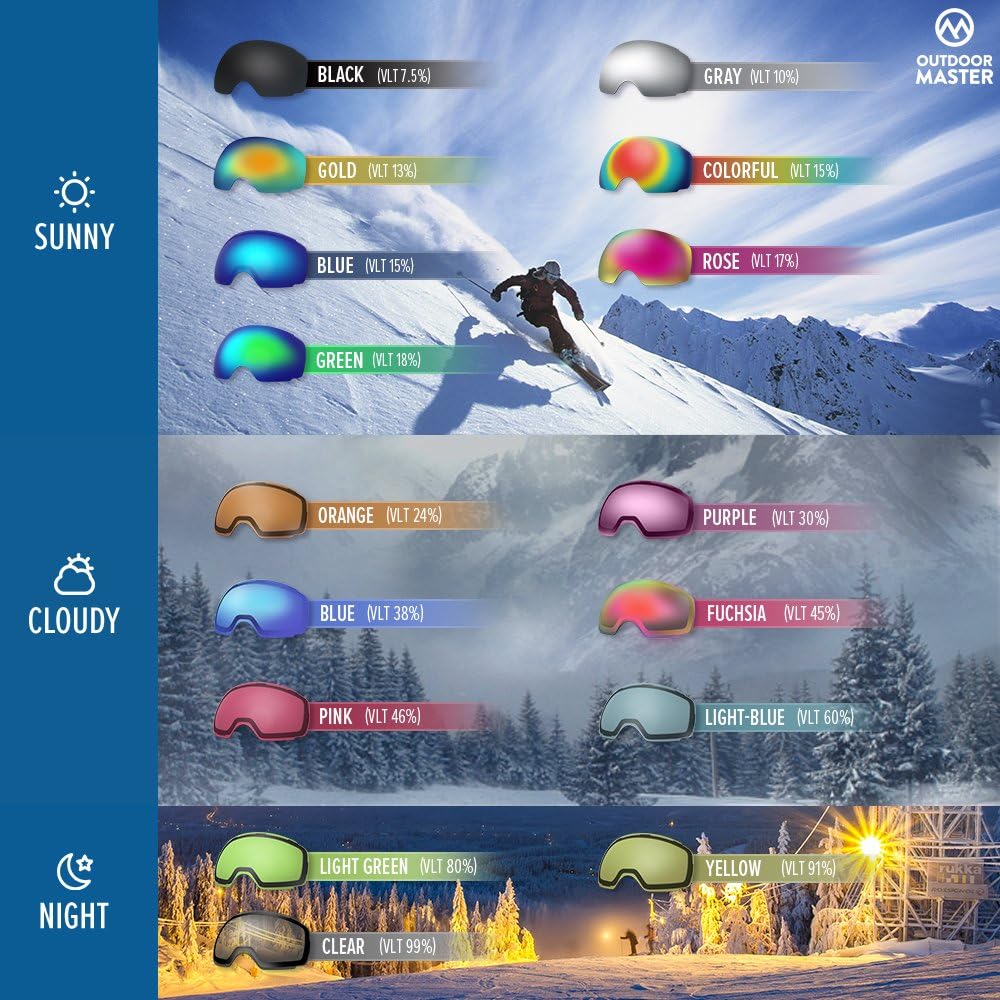 OutdoorMaster OTG Ski Goggles - Over Glasses Ski/Snowboard Goggles for Men, Women & Youth - 100% UV Protection-OM-5 8