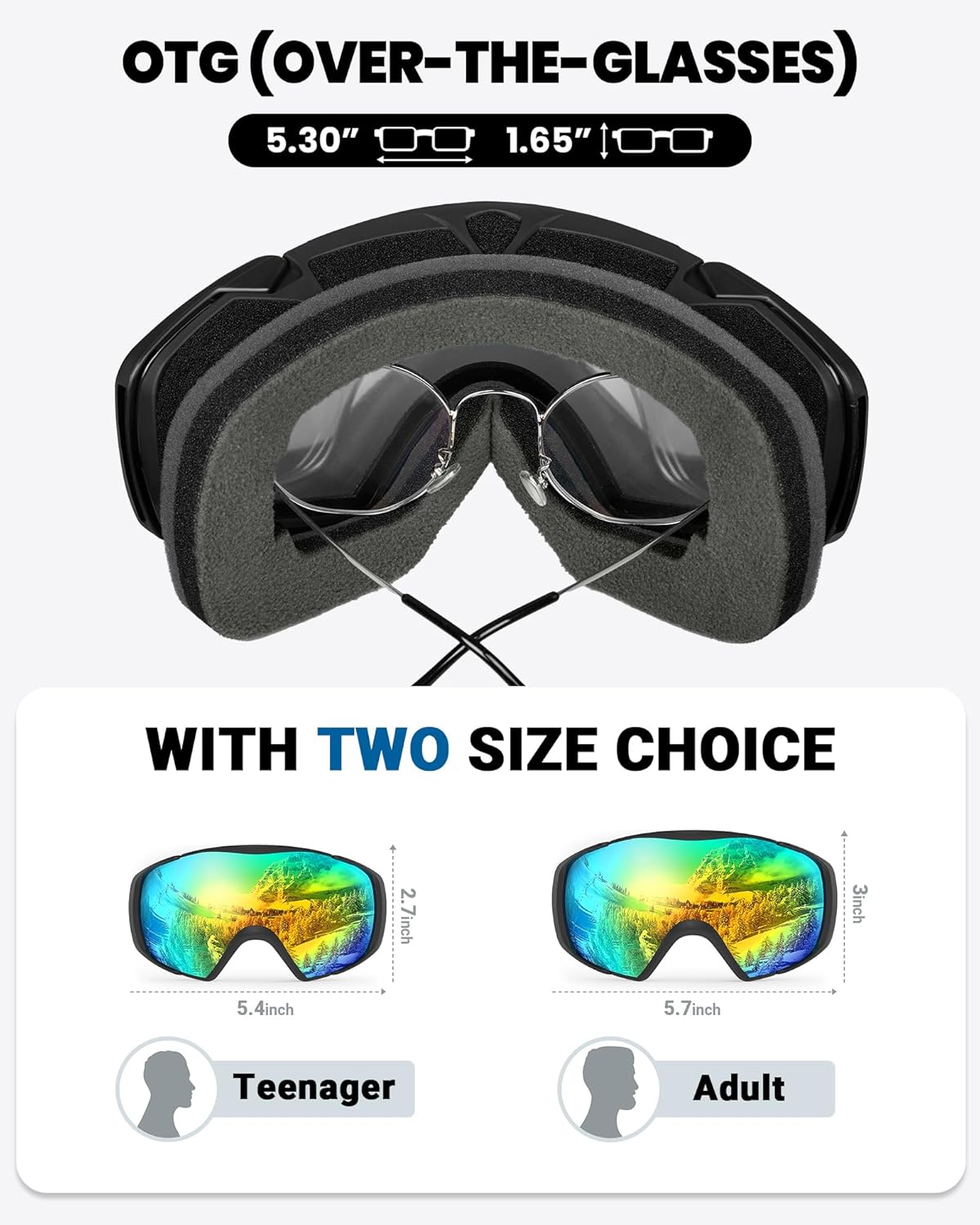 OutdoorMaster Ski Goggles with Cover Snowboard Snow Goggles OTG Anti-Fog -100% UV Protection-OM-18 3