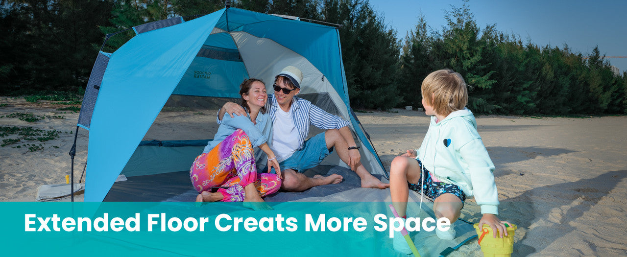 OutdoorMaster Pop Up 3-4 Person Beach Tent X-Large - Easy Setup, Portable Beach Shade Canopy Folding Sun Shelter with UPF 50+ UV Protection Removable Skylight Family Size (Blue) 14