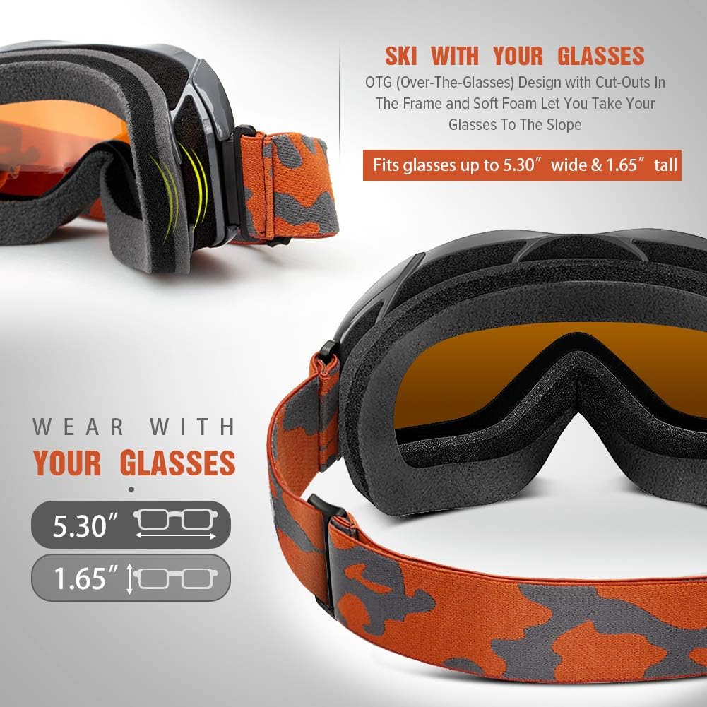OutdoorMaster OTG Ski Goggles - Over Glasses Ski/Snowboard Goggles for Men, Women & Youth - 100% UV Protection-OM-5 3