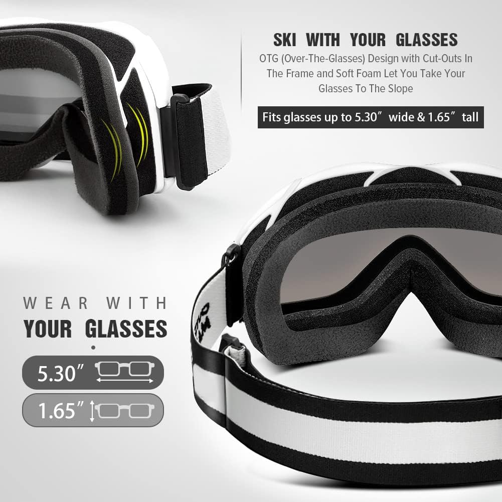 OutdoorMaster OTG Ski Goggles - Over Glasses Ski/Snowboard Goggles for Men, Women & Youth - 100% UV Protection--OM-5 3