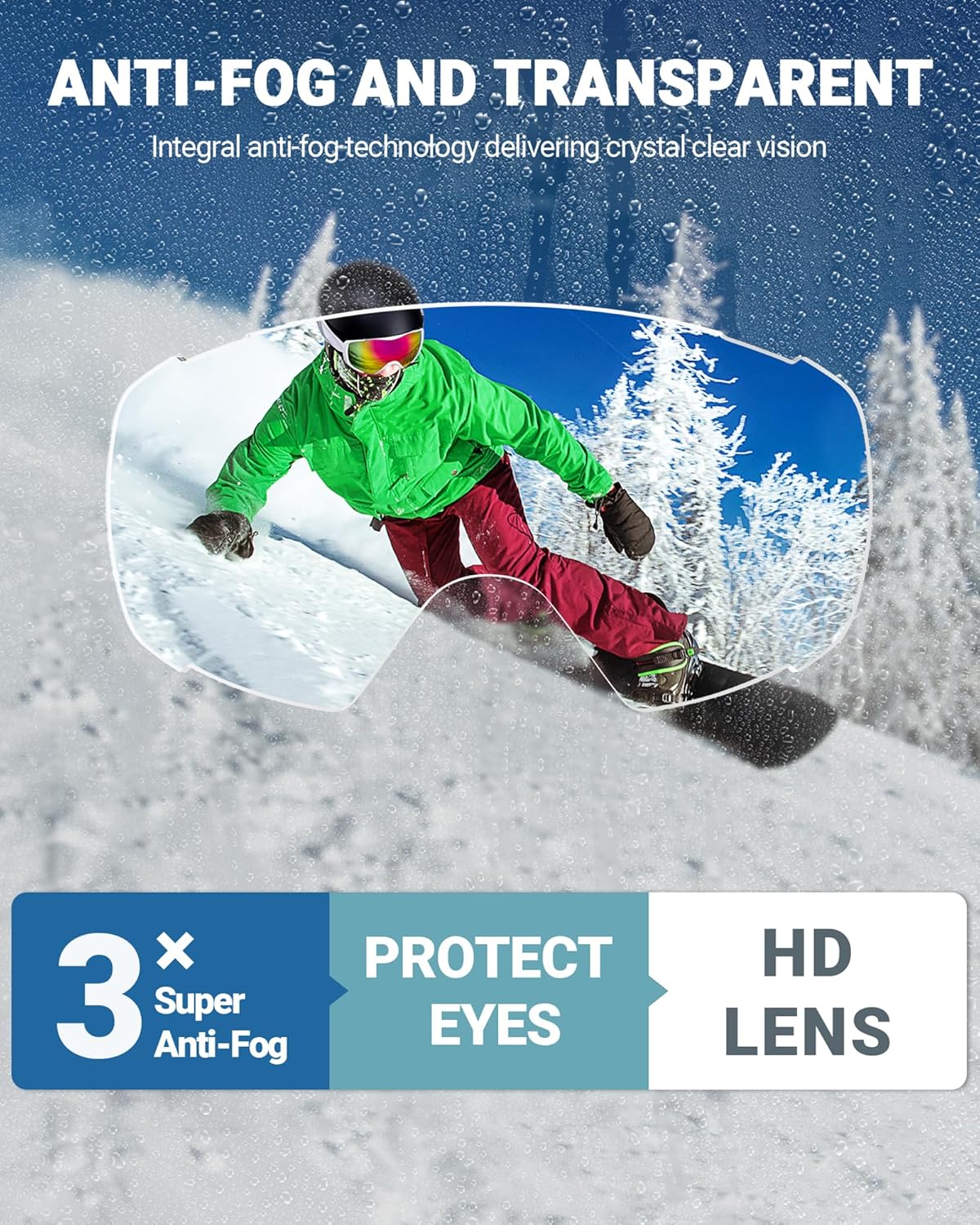 OutdoorMaster Ski Goggles with Cover Snowboard Snow Goggles OTG Anti-Fog -100% UV Protection-OM-18 3