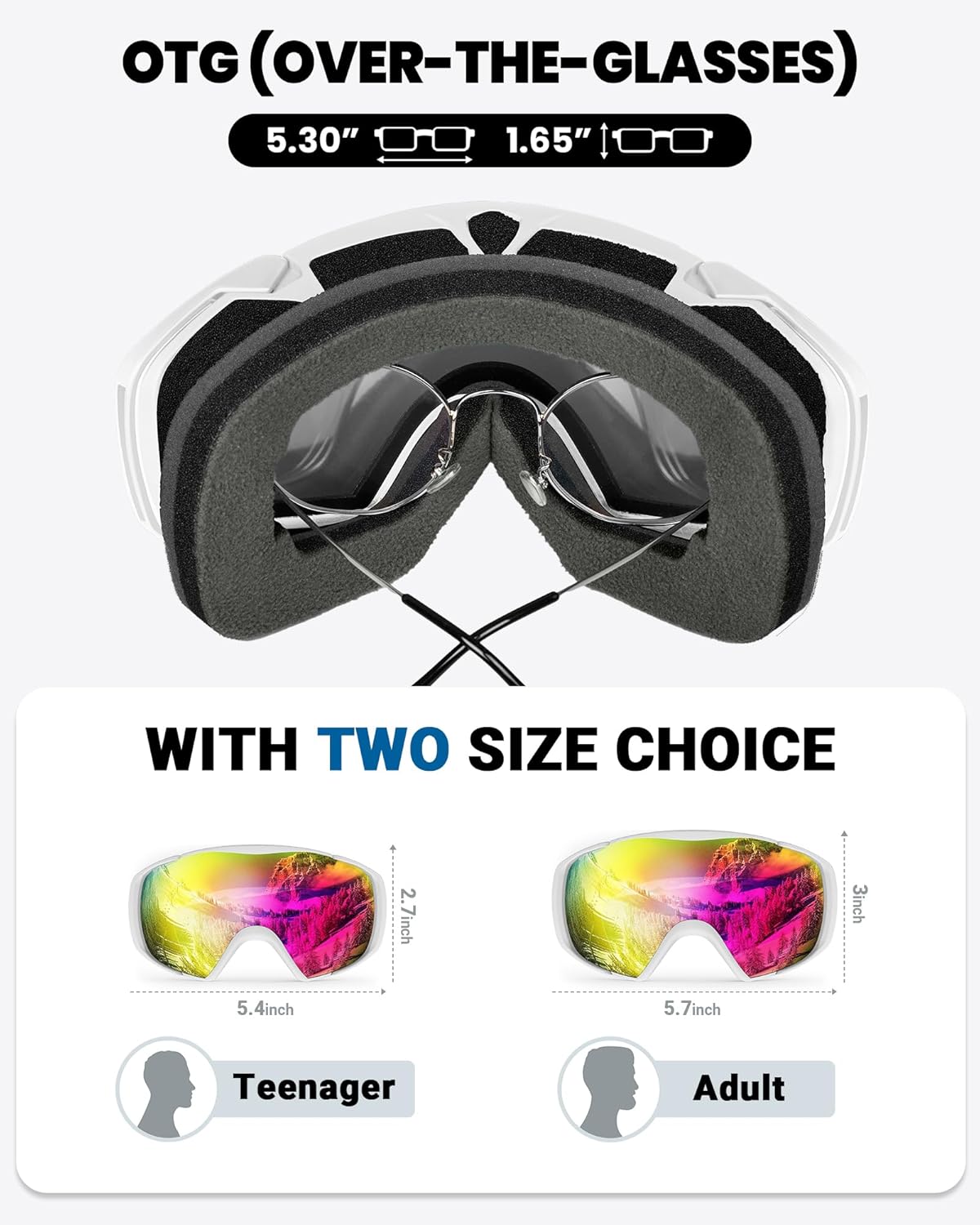 OutdoorMaster Ski Goggles with Cover Snowboard Snow Goggles OTG Anti-Fog -100% UV Protection-OM-18 4