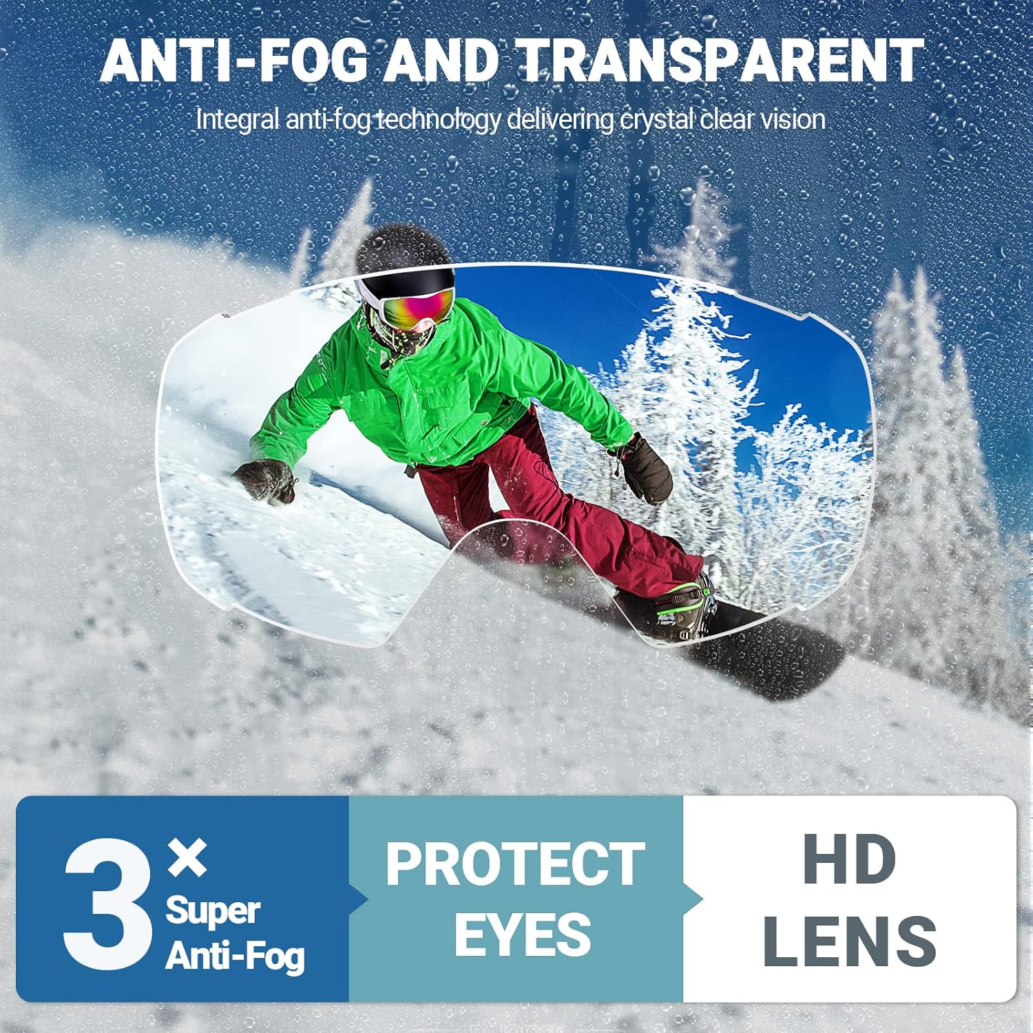 OutdoorMaster Ski Goggles with Cover Snowboard Snow Goggles OTG Anti-Fog -100% UV Protection-OM-18 6