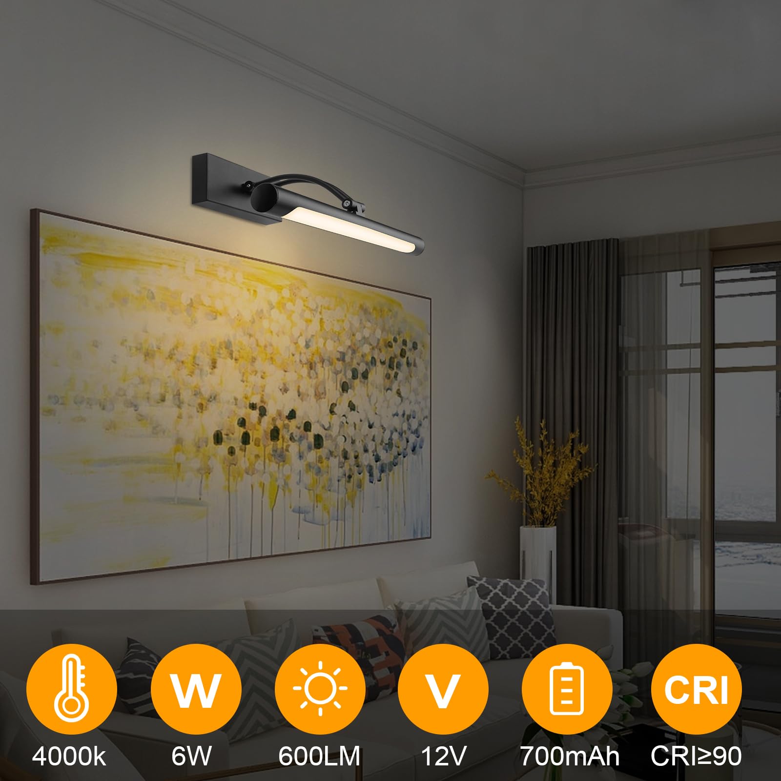 Hardwired Picture Light for Wall Black,14 inch Night Light LED Wall Sconces for Pictures,Dart Board Lights Wall Lights for Dartboard Mirror Frame Gallery 3