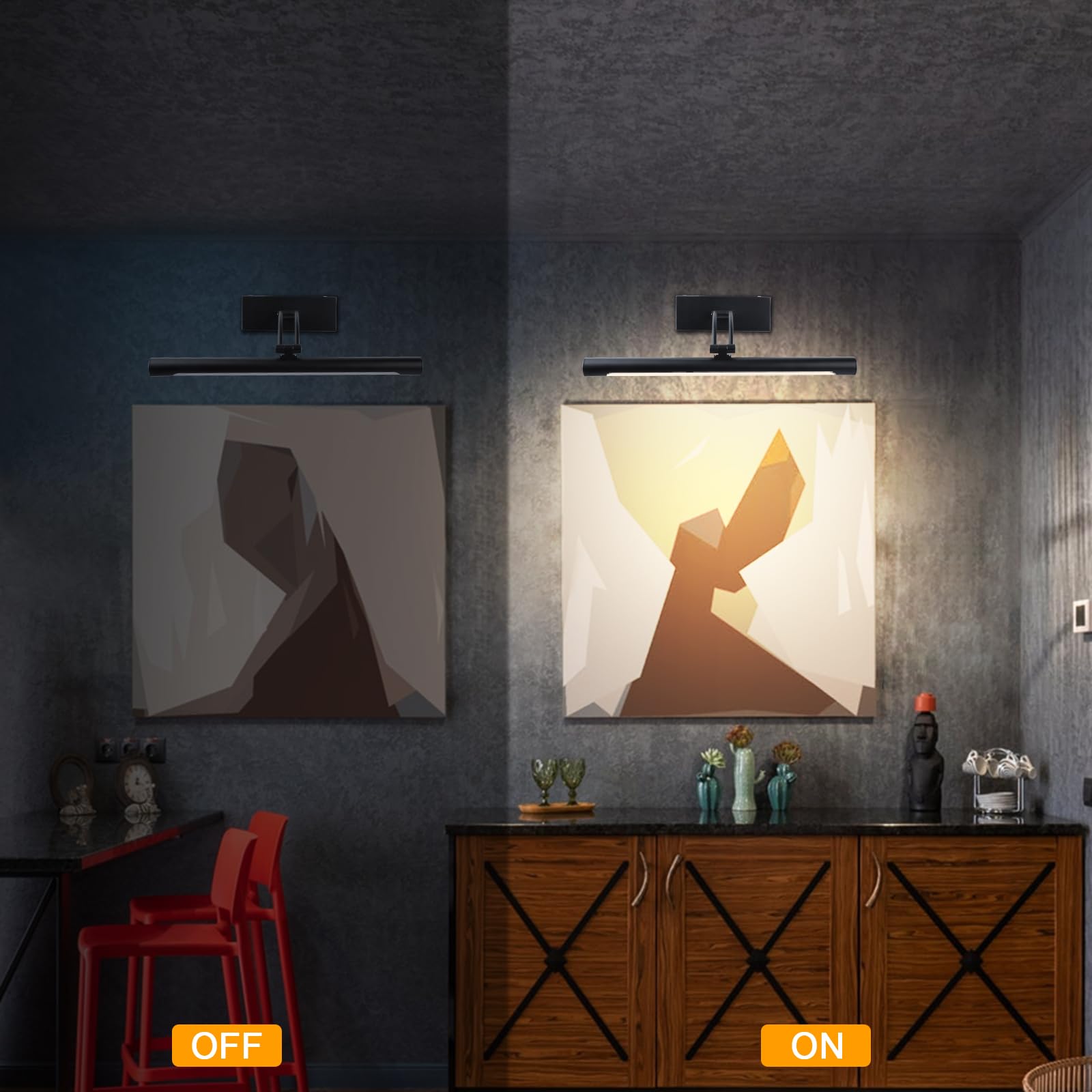 Hardwired Picture Light for Wall Black,14 inch Night Light LED Wall Sconces for Pictures,Dart Board Lights Wall Lights for Dartboard Mirror Frame Gallery 6