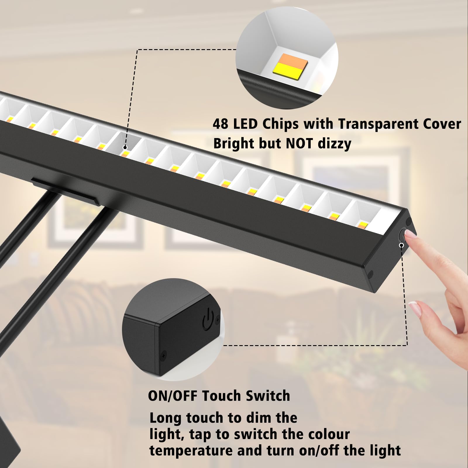 Picture Light Battery Operated, 16in Wireless Art Light for Paintings Color Temperature Adjustable Dimmable Battery Picture Light with Remote Control for Gallery Dartboard Art Bedroom Bathroom 5